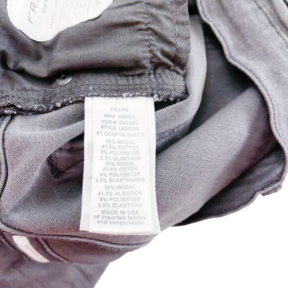 Frame Le Skinny De Jeanne St. Quintin Shred Black Denim Jeans Ripped SZ30 - Picture 6 of 9